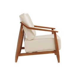Poltrona Decorativa Vita Estofada Linho Off White - Mel - 5