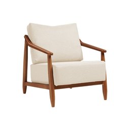 Poltrona Decorativa Vita Estofada Linho Off White - Mel - 2