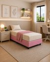 Ver imagem 1 de Base Box para Cama Juvenil Dobrável Suede 188x78cm Bipartido - Rosa