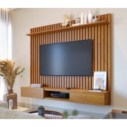 Painel para TV até 75 Polegadas Ripado com Prateleira e com Nicho 2 portas Loft - 1