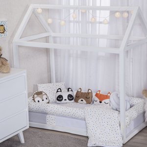 Kit Protetor de Mini Cama 100% Algodão Percal 200 Fios Rolinho Moderninhos 08 Peças:triangles