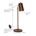 Ver imagem 3 de Luminária de Mesa Julia Marrom Corten Articulada E27 Lumim