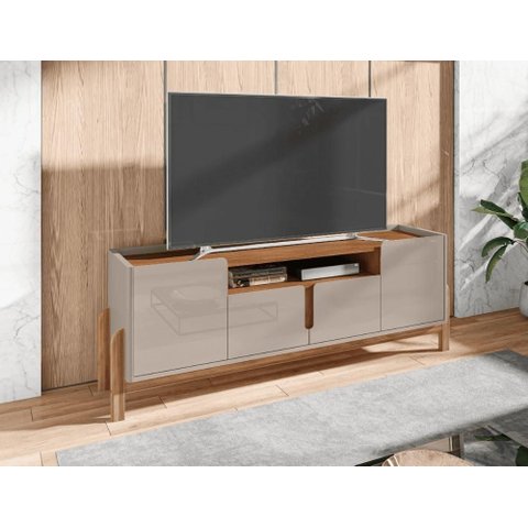 Rack Lizz 170cm 4 Portas e Prateleiras Off White Cedro