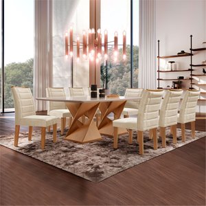 Conjunto Sala De Jantar Genova Tampo Vidro/MDF com 8 Cadeiras Genova Smart Plus 