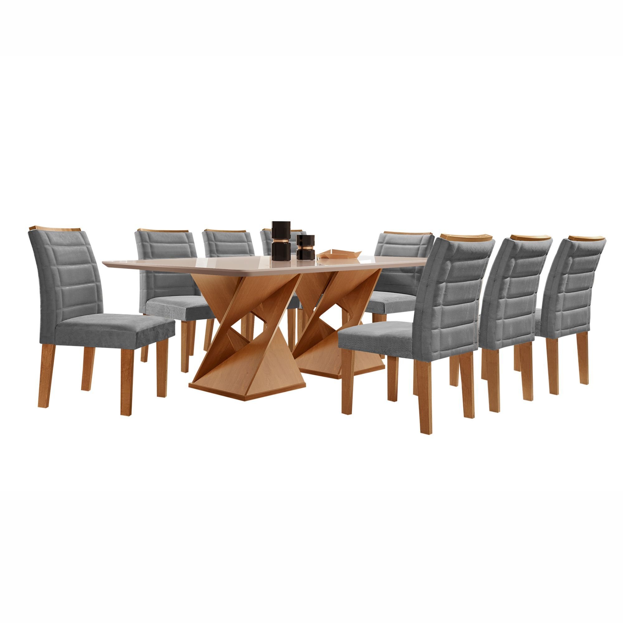 Conjunto Sala De Jantar Genova Tampo Vidro/MDF com 8 Cadeiras Genova Smart Plus  - 14