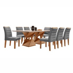 Conjunto Sala De Jantar Genova Tampo Vidro/MDF com 8 Cadeiras Genova Smart Plus  - 14