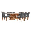 Ver imagem 2 de Conjunto Sala de Jantar Genova Tampo Vidro/MDF com 8 Cadeiras Genova Smart Plus