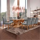 Ver imagem 1 de Conjunto Sala de Jantar Genova Tampo Vidro/mdf com 8 Cadeiras Genova Smart Plus