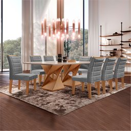 Conjunto Sala De Jantar Genova Tampo Vidro/MDF com 8 Cadeiras Genova Smart Plus  - 1