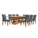 Ver imagem 2 de Conjunto Sala de Jantar Genova Tampo Vidro/mdf com 8 Cadeiras Genova Smart Plus