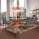 Ver imagem 1 de Conjunto Sala de Jantar Genova Tampo Vidro/MDF com 8 Cadeiras Genova Smart Plus