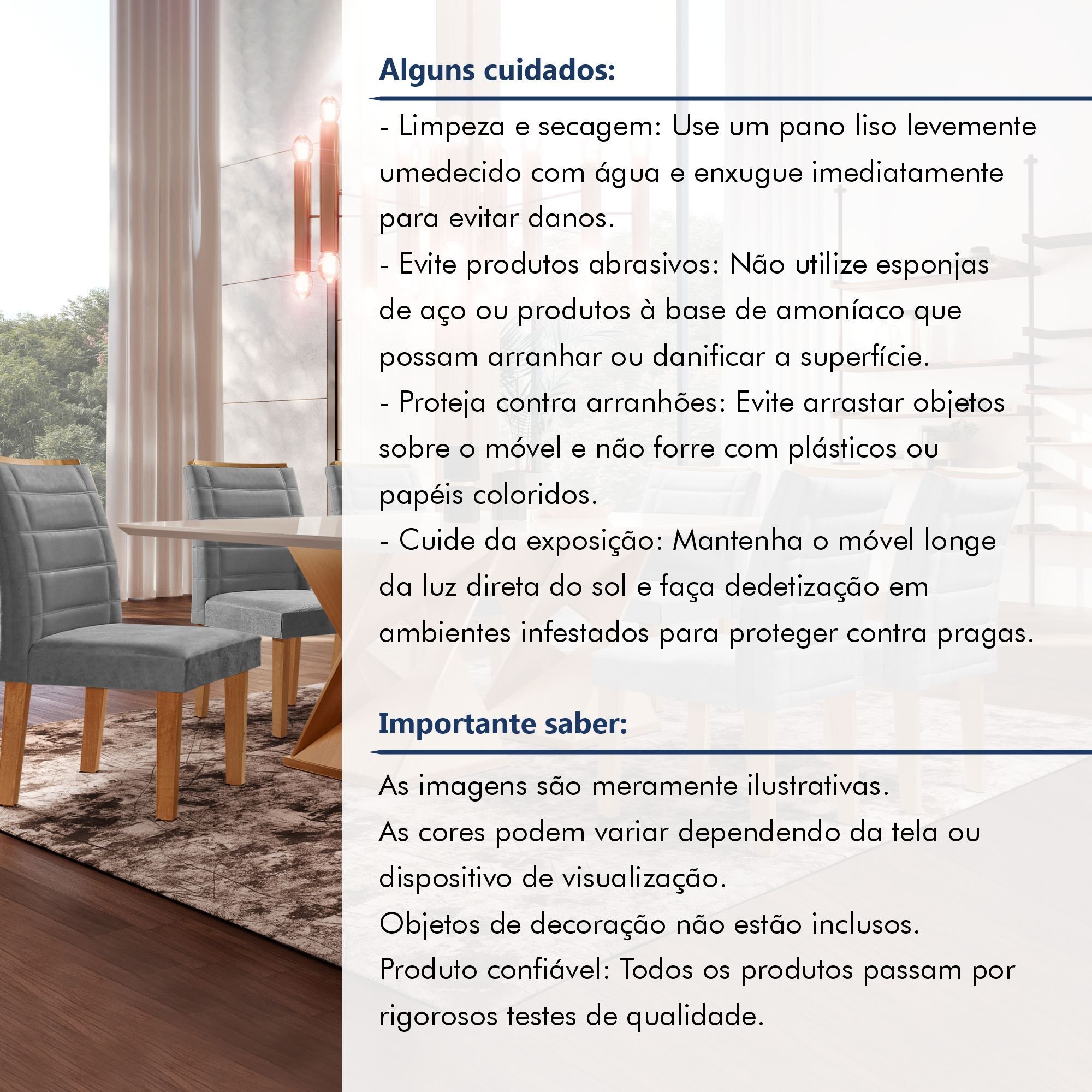 Conjunto Sala De Jantar Genova Tampo Vidro/MDF com 8 Cadeiras Genova Smart Plus  - 13
