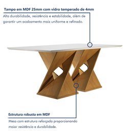 Conjunto Sala De Jantar Genova Tampo Vidro/MDF com 8 Cadeiras Genova Smart Plus  - 2