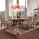 Ver imagem 1 de Conjunto Sala de Jantar Mesa 6 Cadeiras Vidro Genova Chocolate/Off White/Veludo Bege Escuro