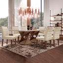 Ver imagem 1 de Conjunto Sala de Jantar Genova Tampo Vidro/MDF com 6 Cadeiras Genova Smart Plus