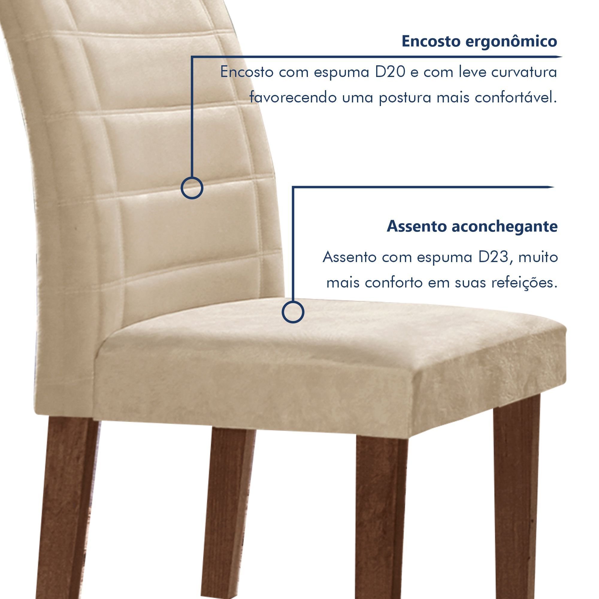 Conjunto Sala De Jantar Genova Tampo Vidro/MDF com 6 Cadeiras Genova Smart Plus  - 6