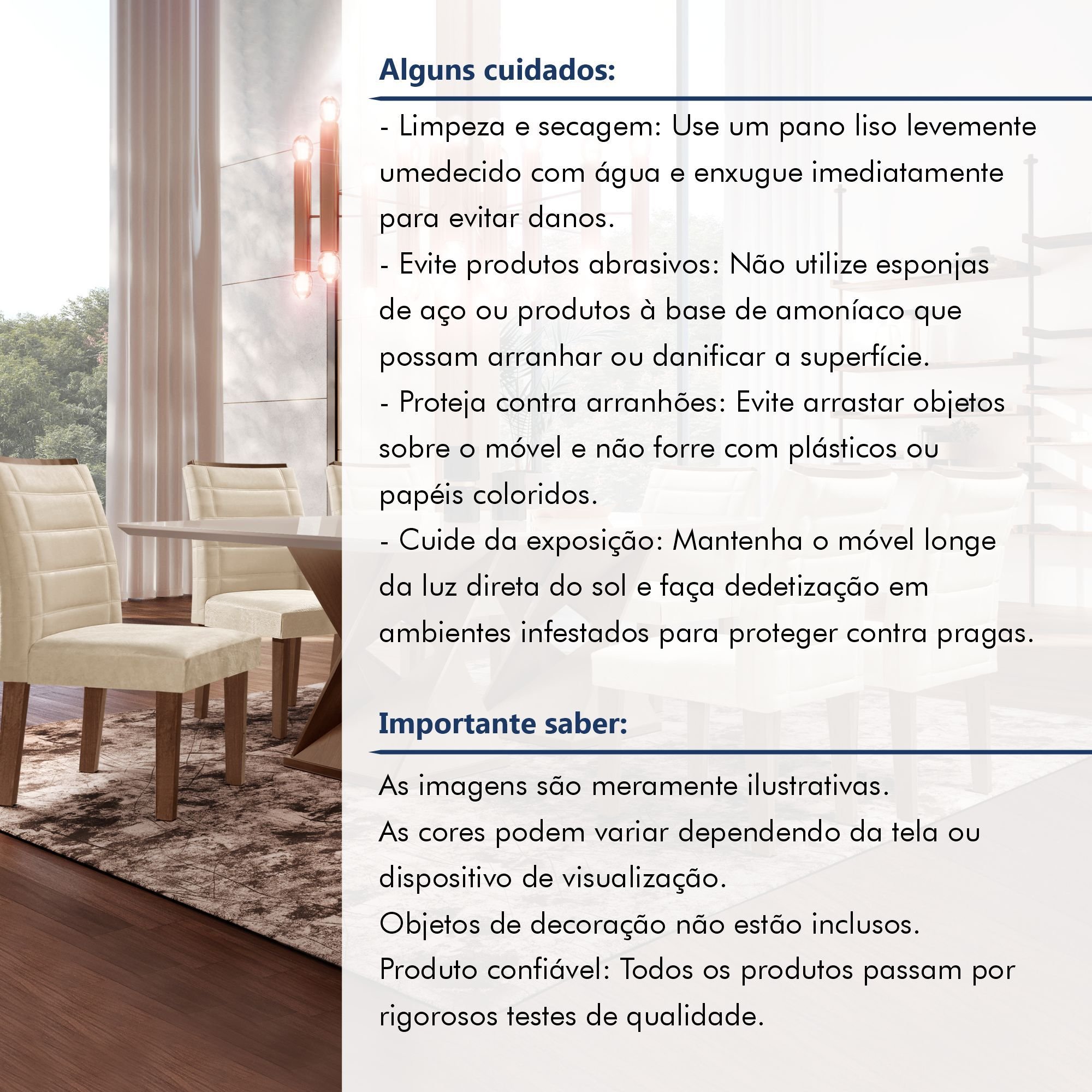 Conjunto Sala De Jantar Genova Tampo Vidro/MDF com 6 Cadeiras Genova Smart Plus  - 13
