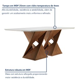 Conjunto Sala De Jantar Genova Tampo Vidro/MDF com 6 Cadeiras Genova Smart Plus  - 2