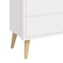Ver imagem 3 de Cômoda Infantil Theo 6 Gavetas Branco Fosco com Pés Madeira Natural - Reller Móveis Branco Fosco