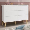 Ver imagem 2 de Cômoda Infantil Theo 6 Gavetas Branco Fosco com Pés Madeira Natural - Reller Móveis Branco Fosco
