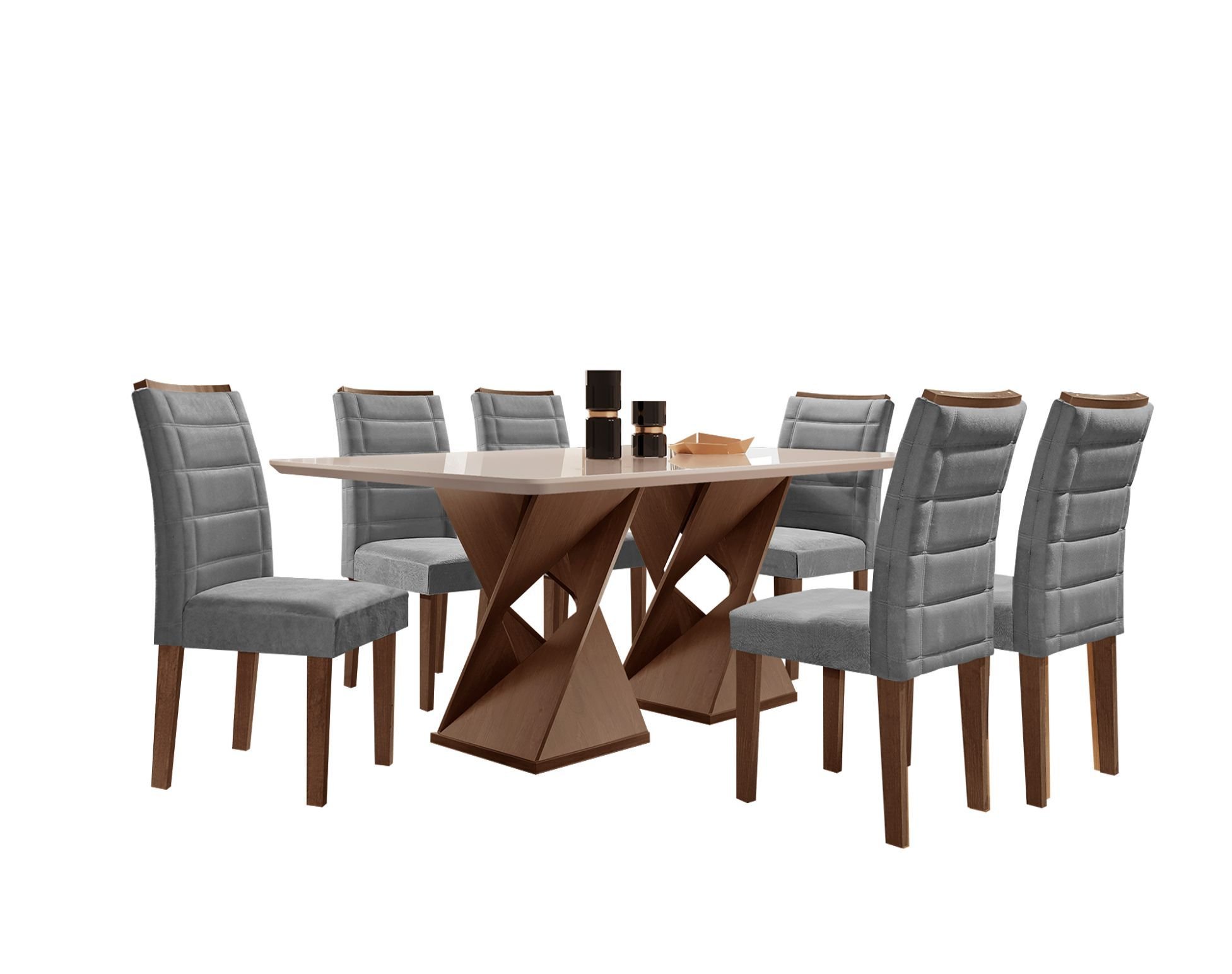 Conjunto Sala De Jantar Genova Tampo Vidro/MDF com 6 Cadeiras Genova Smart Plus  - 14