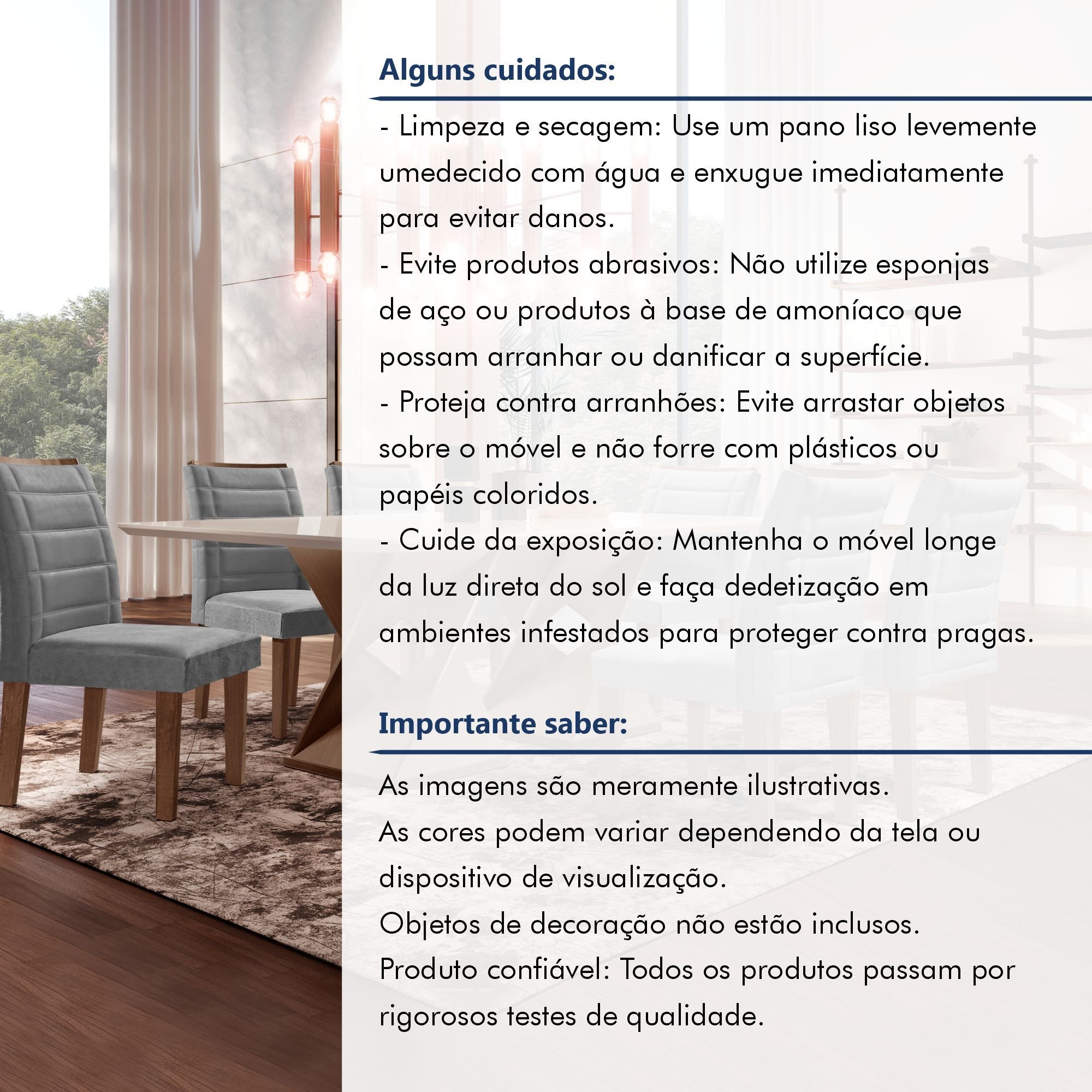 Conjunto Sala De Jantar Genova Tampo Vidro/MDF com 6 Cadeiras Genova Smart Plus  - 13