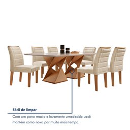 Conjunto Sala De Jantar Genova Tampo Vidro/MDF com 6 Cadeiras Genova Smart Plus  - 8