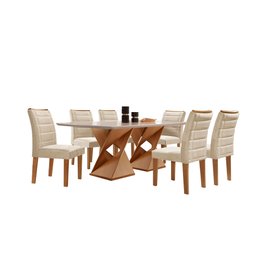 Conjunto Sala De Jantar Genova Tampo Vidro/MDF com 6 Cadeiras Genova Smart Plus  - 14