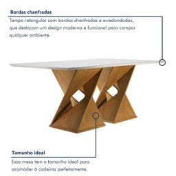 Conjunto Sala de Jantar Genova Tampo Vidro/mdf com 6 Cadeiras Genova Smart Plus - 5