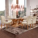 Ver imagem 1 de Conjunto Mesa de Jantar com 6 Cadeiras Tampo Vidro/MDF Genova Smart Plus