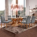 Ver imagem 1 de Conjunto Sala de Jantar Genova Tampo Vidro/mdf com 6 Cadeiras Genova Smart Plus