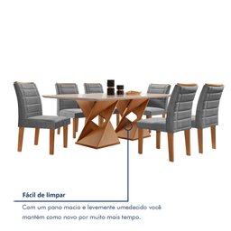 Conjunto Sala De Jantar Genova Tampo Vidro/MDF com 6 Cadeiras Genova Smart Plus  - 8