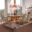 Ver imagem 1 de Conjunto Sala de Jantar Mesa 6 Cadeiras Tampo de Vidro Genova Cinamomo/Off White/Bege Escuro