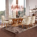 Ver imagem 1 de Conjunto Sala de Jantar Genova Tampo Vidro/MDF com 6 Cadeiras Luísa Smart Plus