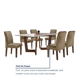 Conjunto Sala De Jantar Nápoles Tampo Vidro/MDF com 6 Cadeiras Luísa Smart Plus  - 8