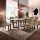 Ver imagem 1 de Conjunto Sala de Jantar Mesa 6 Cadeiras Vidro e MDF Nápoles Luísa Chocolate/Off White/Veludo Bege Escuro