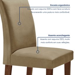 Conjunto Sala De Jantar Nápoles Tampo Vidro/MDF com 6 Cadeiras Luísa Smart Plus  - 6