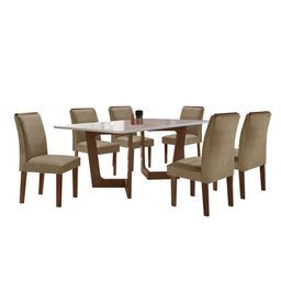 Conjunto Sala De Jantar Nápoles Tampo Vidro/MDF com 6 Cadeiras Luísa Smart Plus  - 14