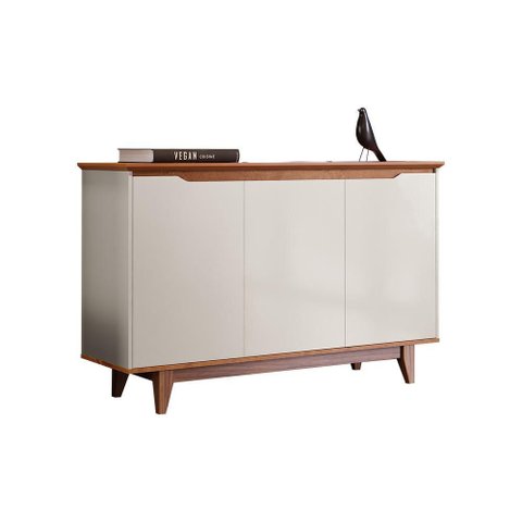Buffet Aparador Flow 3 Portas Off White/Freijó – EJ Móveis
