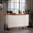 Ver imagem 2 de Buffet Aparador Flow 3 Portas Off White/Freijó – EJ Móveis