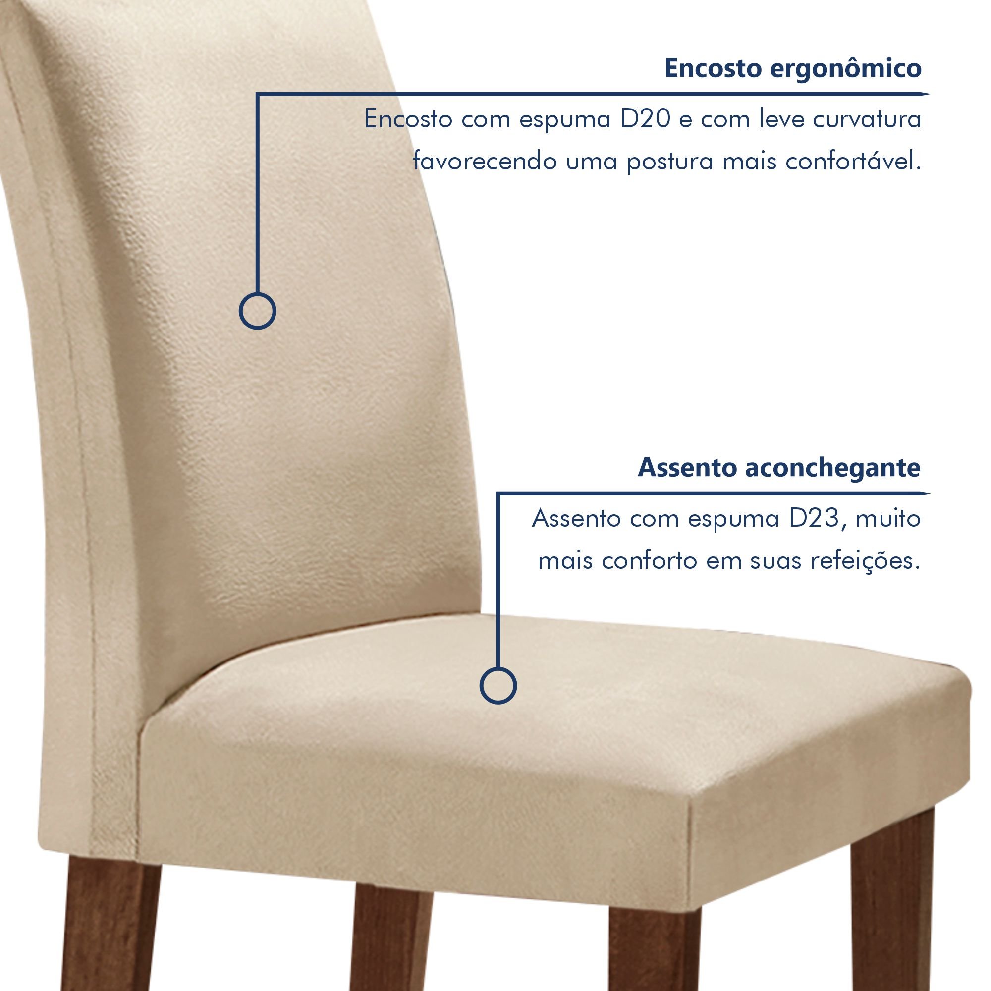 Conjunto Sala De Jantar Nápoles Tampo Vidro/MDF com 6 Cadeiras Luísa Smart Plus  - 6