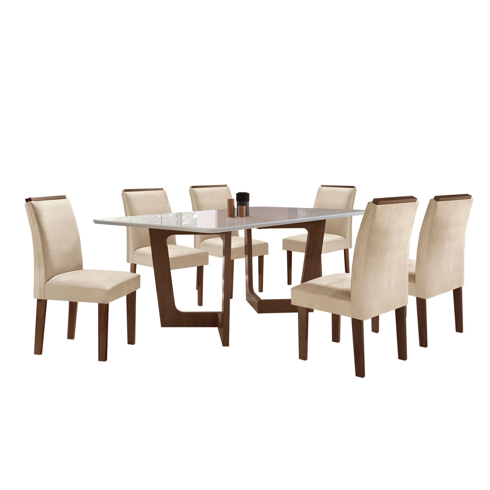 Conjunto Sala De Jantar Nápoles Tampo Vidro/MDF com 6 Cadeiras Luísa Smart Plus  - 14