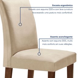Conjunto Sala De Jantar Nápoles Tampo Vidro/MDF com 6 Cadeiras Luísa Smart Plus  - 6