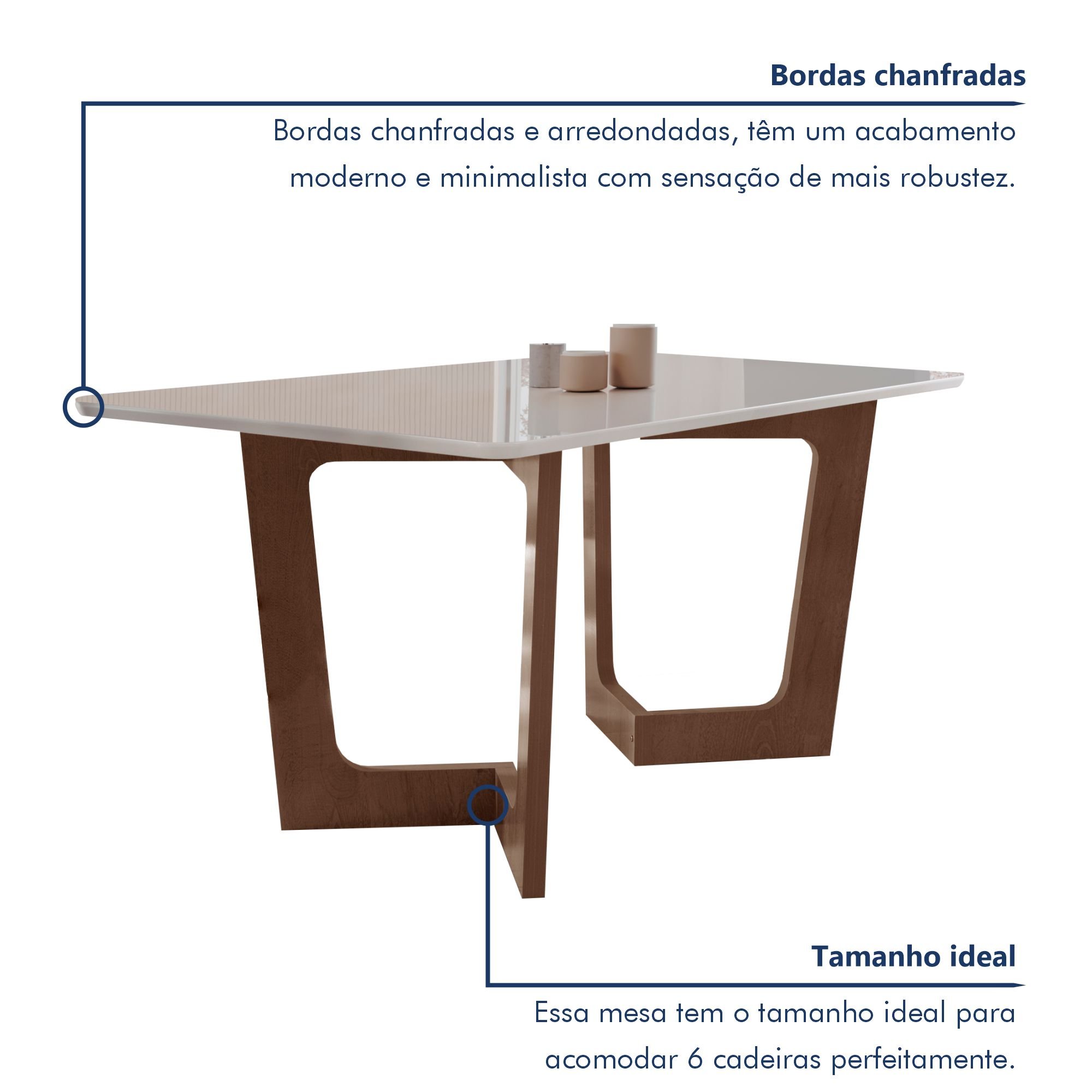 Conjunto Sala De Jantar Nápoles Tampo Vidro/MDF com 6 Cadeiras Luísa Smart Plus  - 4