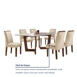 Conjunto Sala De Jantar Nápoles Tampo Vidro/MDF com 6 Cadeiras Luísa Smart Plus  - 8