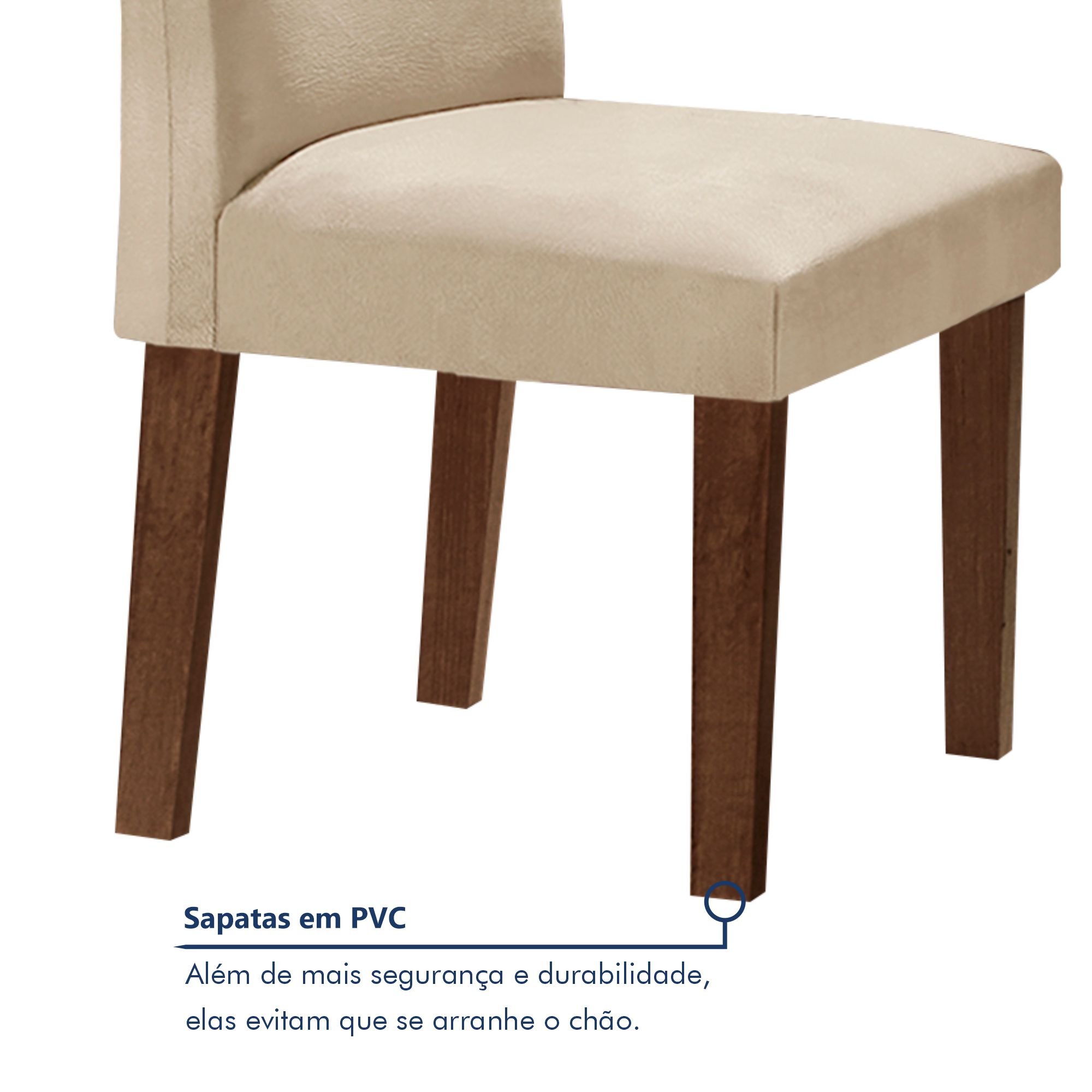 Conjunto Sala De Jantar Nápoles Tampo Vidro/MDF com 6 Cadeiras Luísa Smart Plus  - 7