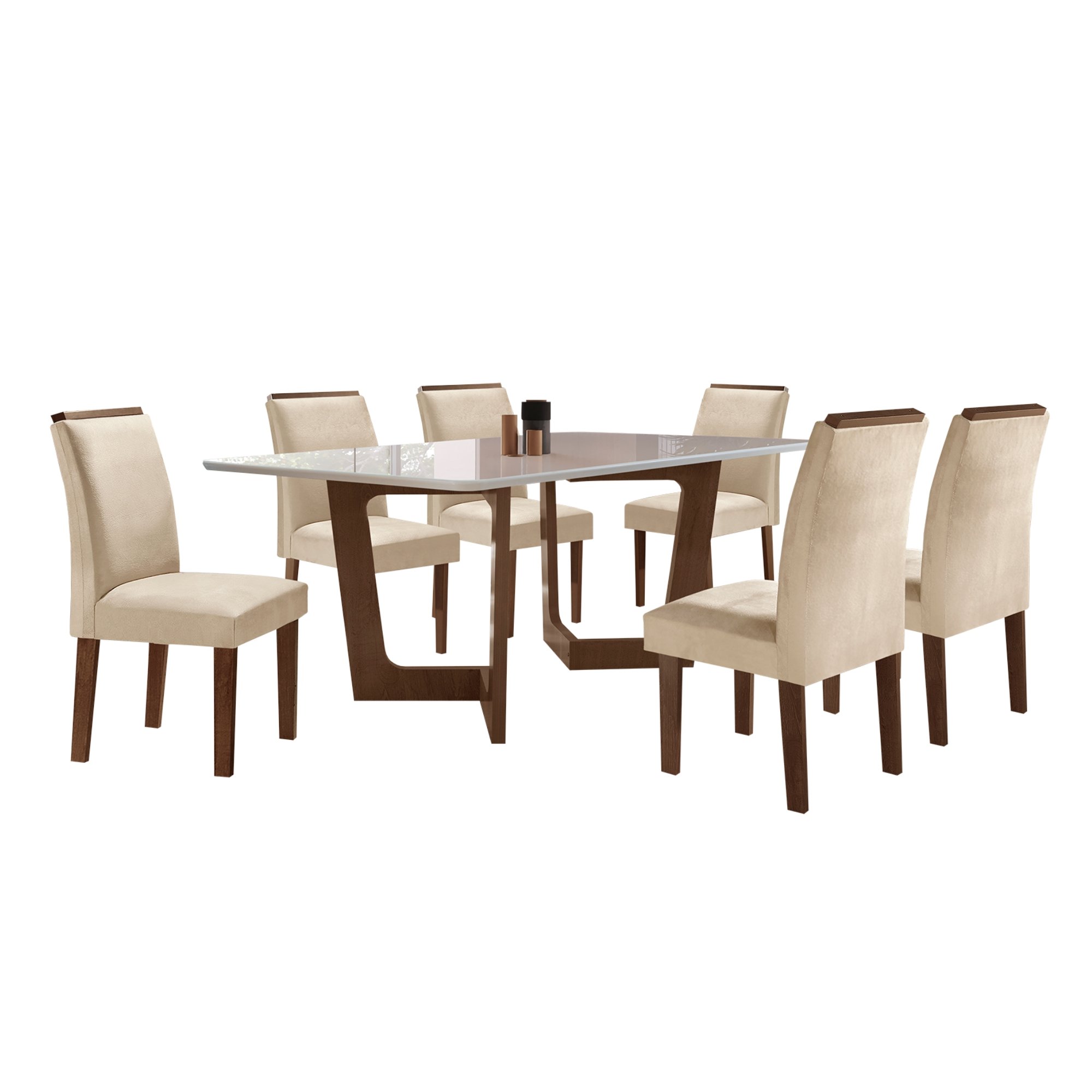 Conjunto Sala De Jantar Nápoles Tampo Vidro/MDF com 6 Cadeiras Luísa Smart Plus Cel Móveis - 10