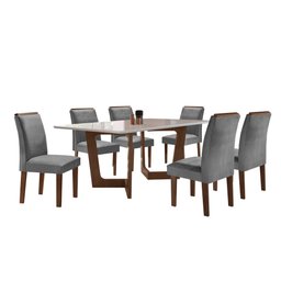 Conjunto Sala De Jantar Nápoles Tampo Vidro/MDF com 6 Cadeiras Luísa Smart Plus  - 14