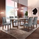 Ver imagem 1 de Conjunto Sala de Jantar Nápoles Tampo Vidro/MDF com 6 Cadeiras Luísa Smart Plus