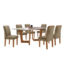 Conjunto Sala De Jantar Nápoles Tampo Vidro/MDF com 6 Cadeiras Luísa Smart Plus  - 14